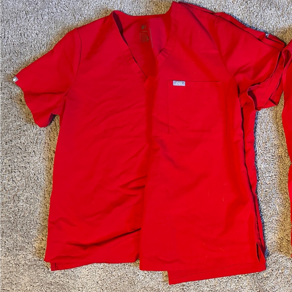 FIGS Pop Red Scrub Top
